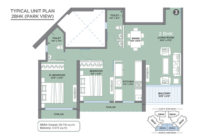 2 BHK Park View Apartment in Kharghar, Navi Mumbai - GeeCee Emerald