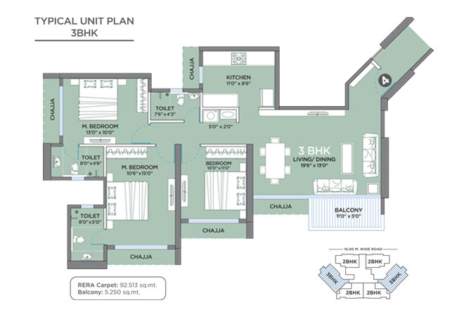 3 BHK Apartment Layout in Kharghar, Navi Mumbai - GeeCee Emerald