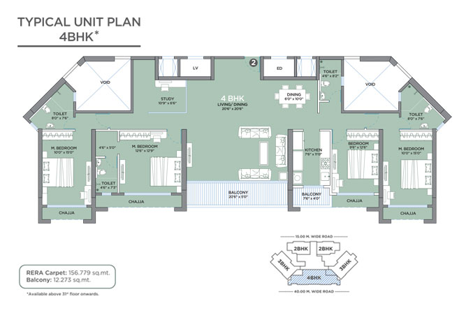 4 BHK Apartment Layout in Kharghar, Navi Mumbai - GeeCee Emerald